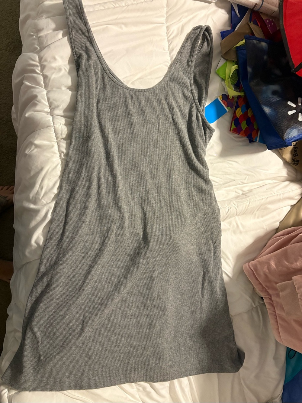 American Eagle Outfitters Gray Scoop Neck Tank Dress